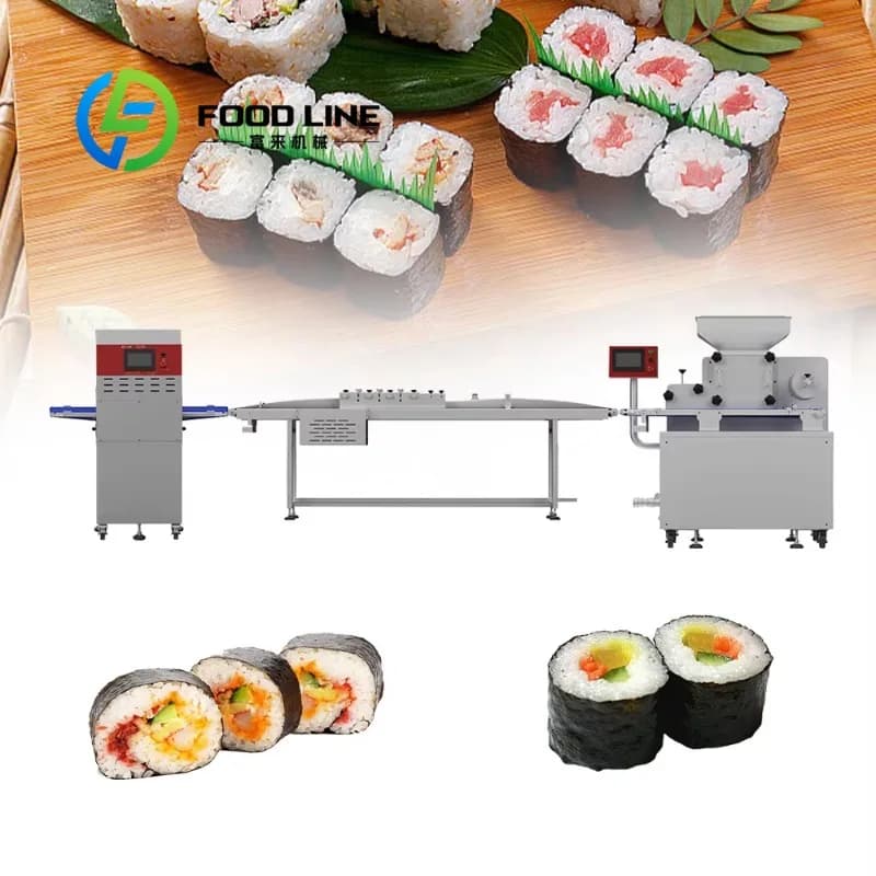 Ligne de production commerciale de sushis équipée d'une machine stable de formage de rouleaux de sus