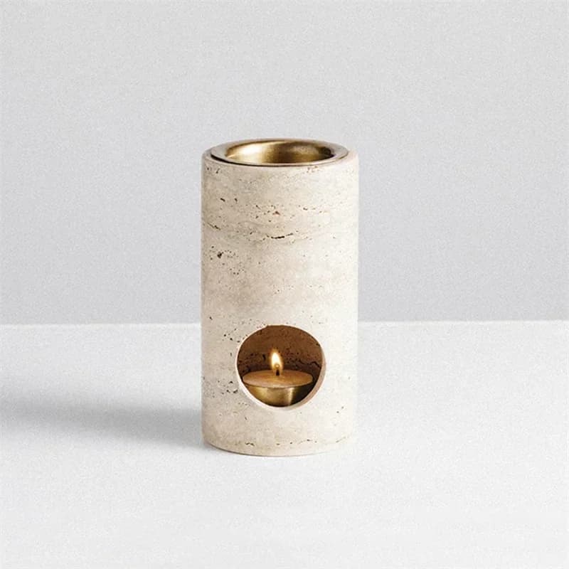 Diffuseur d'huiles essentielles en pierre de travertin beige turc personnalisé, vente en gros