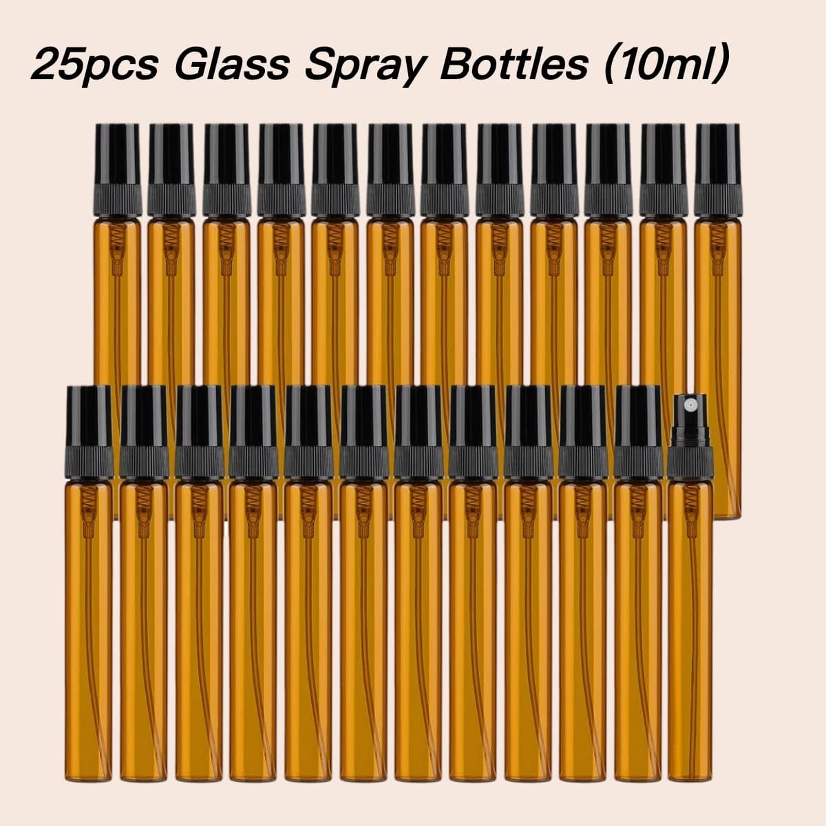 Flacon pulvérisateur vide en verre ambré de 10ML, 25 pièces, rechargeable, pour échantillon, brume F