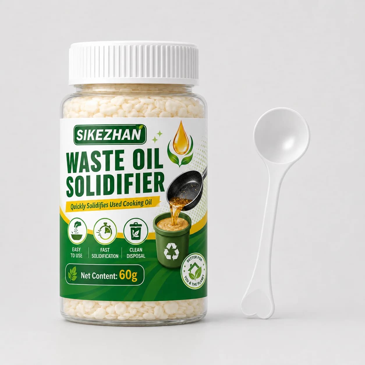 Poudre Solidifiante Écologique pour Huile de Cuisson Usagée – Durcisseur Rapide pour Camping, VR, Pi