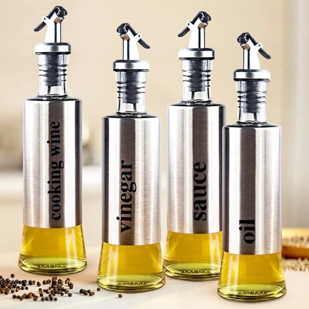 Bec verseur pour bouteille d'huile, bouchon anti-poussière, pour huile d'olive, vinaigre, 4 pièces