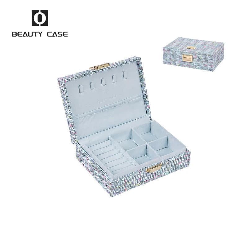 Boîte à bijoux de luxe bleue de grande taille pour les maquilleurs sur site, contient tous types d'o