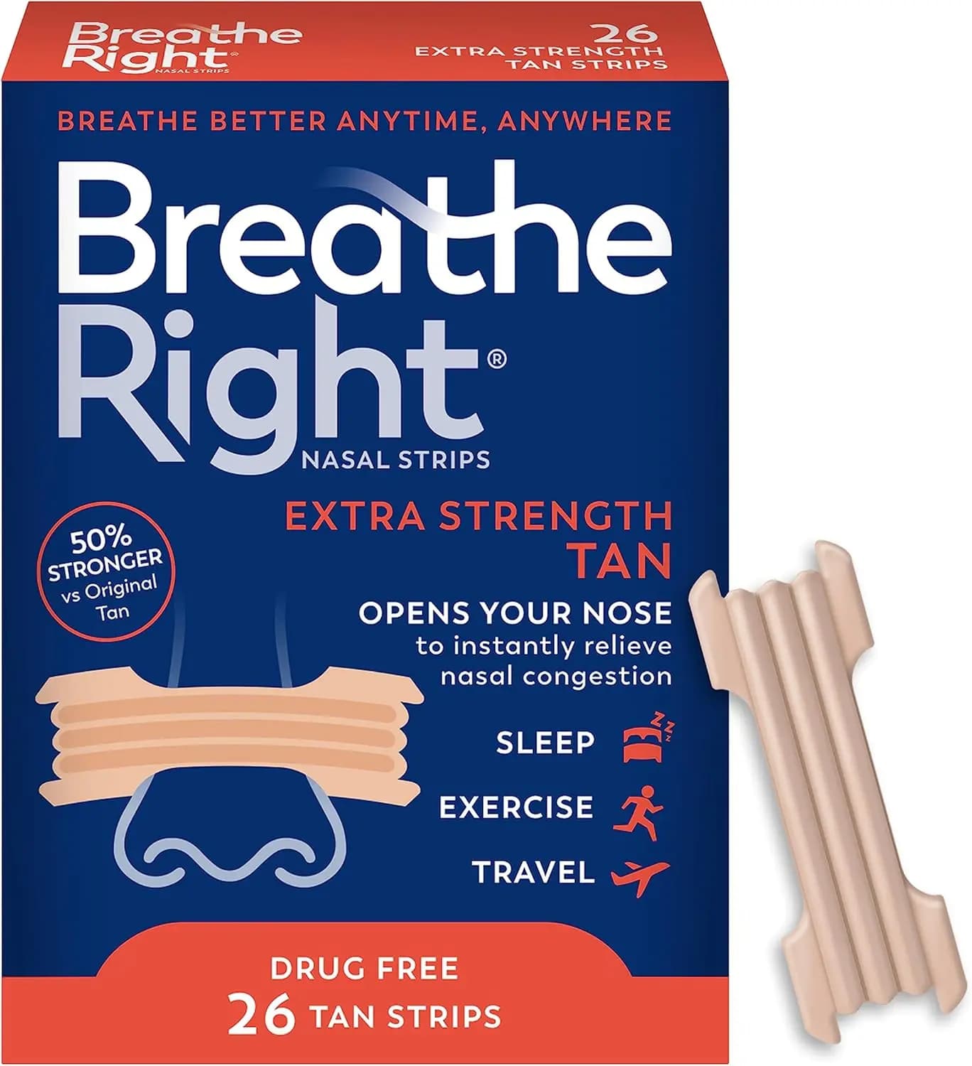 Respirez les bandes nasales droites Bandes nasales bronzantes extra-fortes, solution contre le ronfl