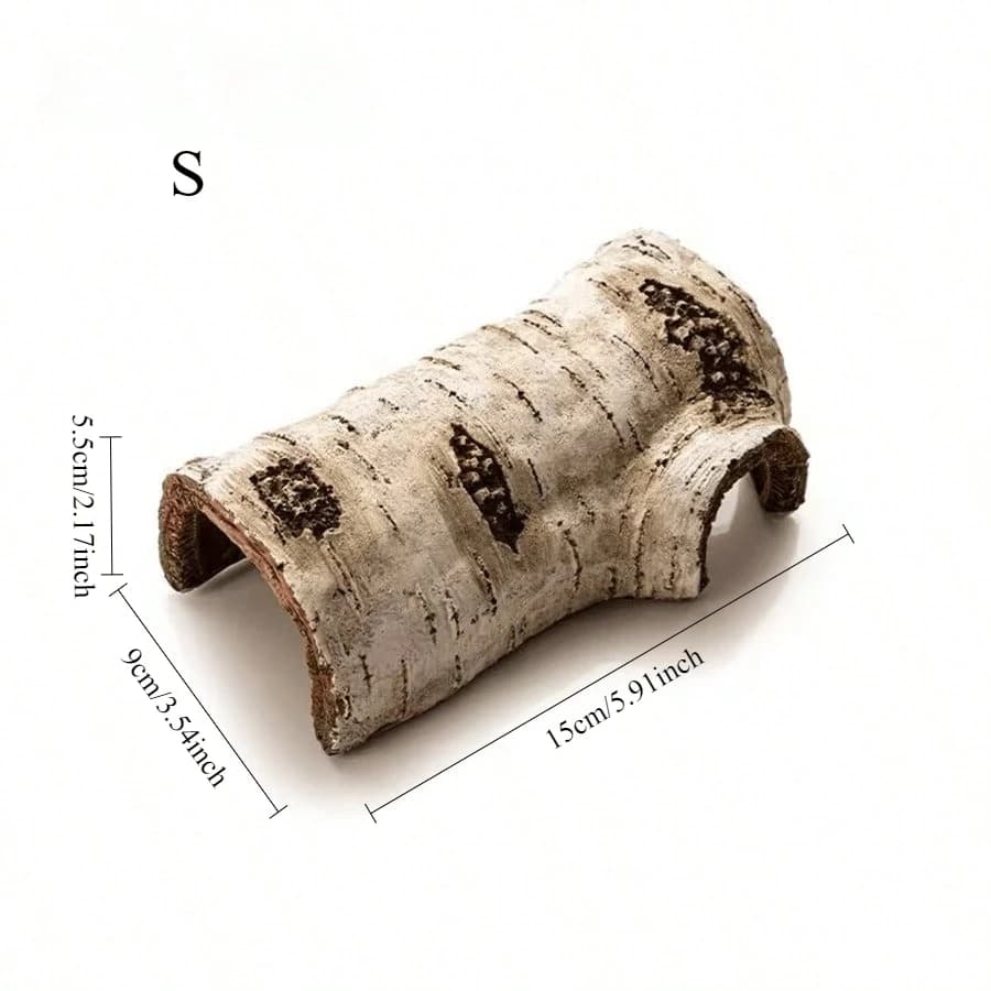 Grotte de cachette pour reptiles – Abri durable en résine à texture de bois de bouleau pour lézards 