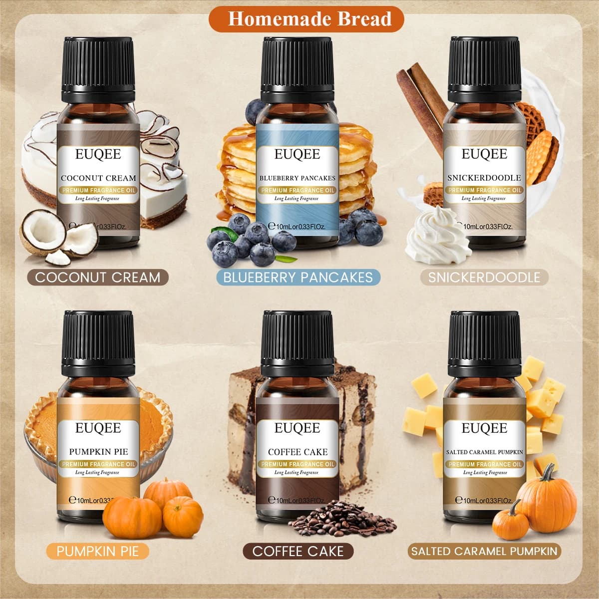 EUQEE 6Pcs sexuellement chateau Set-10ML Tarte à la Citrouille, AMP Crème, Snickerdrellux, Gâteau au