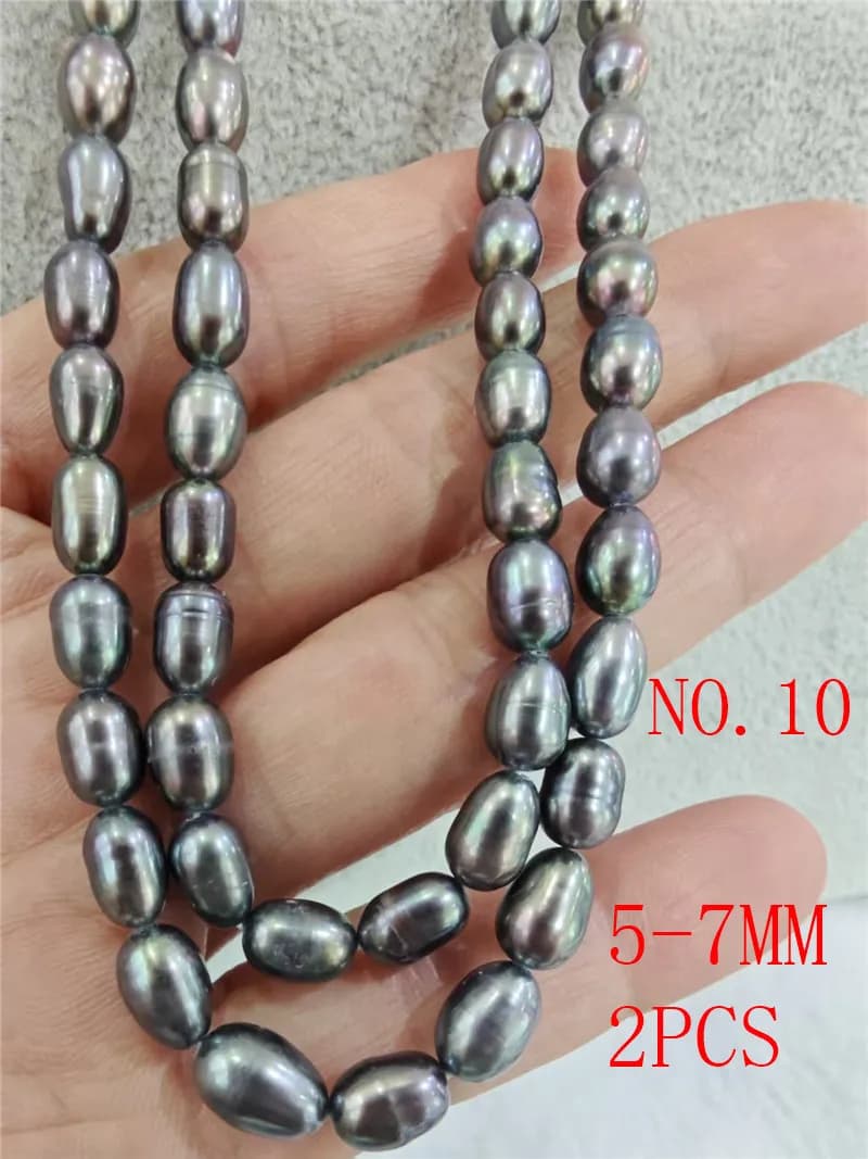 Nouveau Gros différentes tailles naturel culture noir perle d'eau douce grain de riz forme bricolage