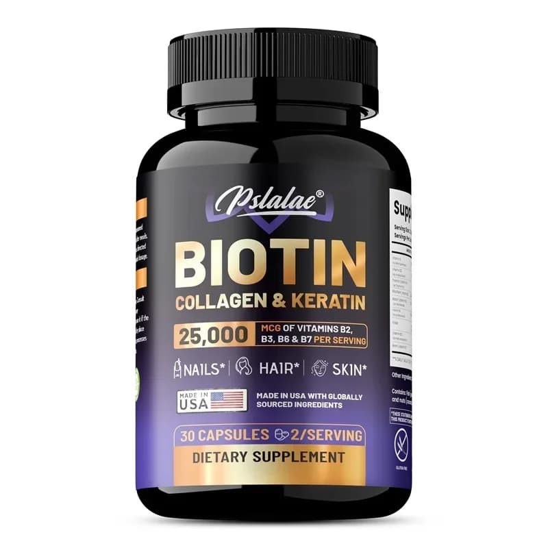 Supplément de kératine au collagène biotine - Soutient la santé des cheveux et de la peau, favorise 