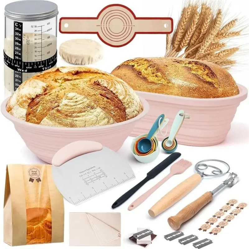Mélangeur de pâte FLYY inclus dans le kit de culture de levure, avec panier de fermentation rond, pa