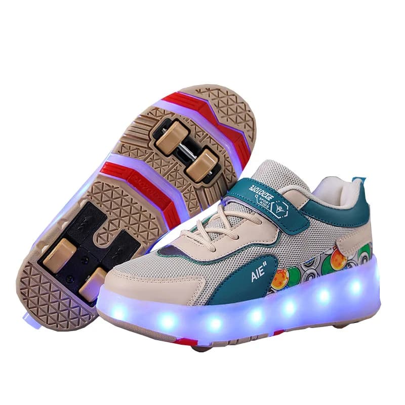 Chaussures de patin à roulettes avec lumière LED pour enfants, baskets de patinage en plein air pour