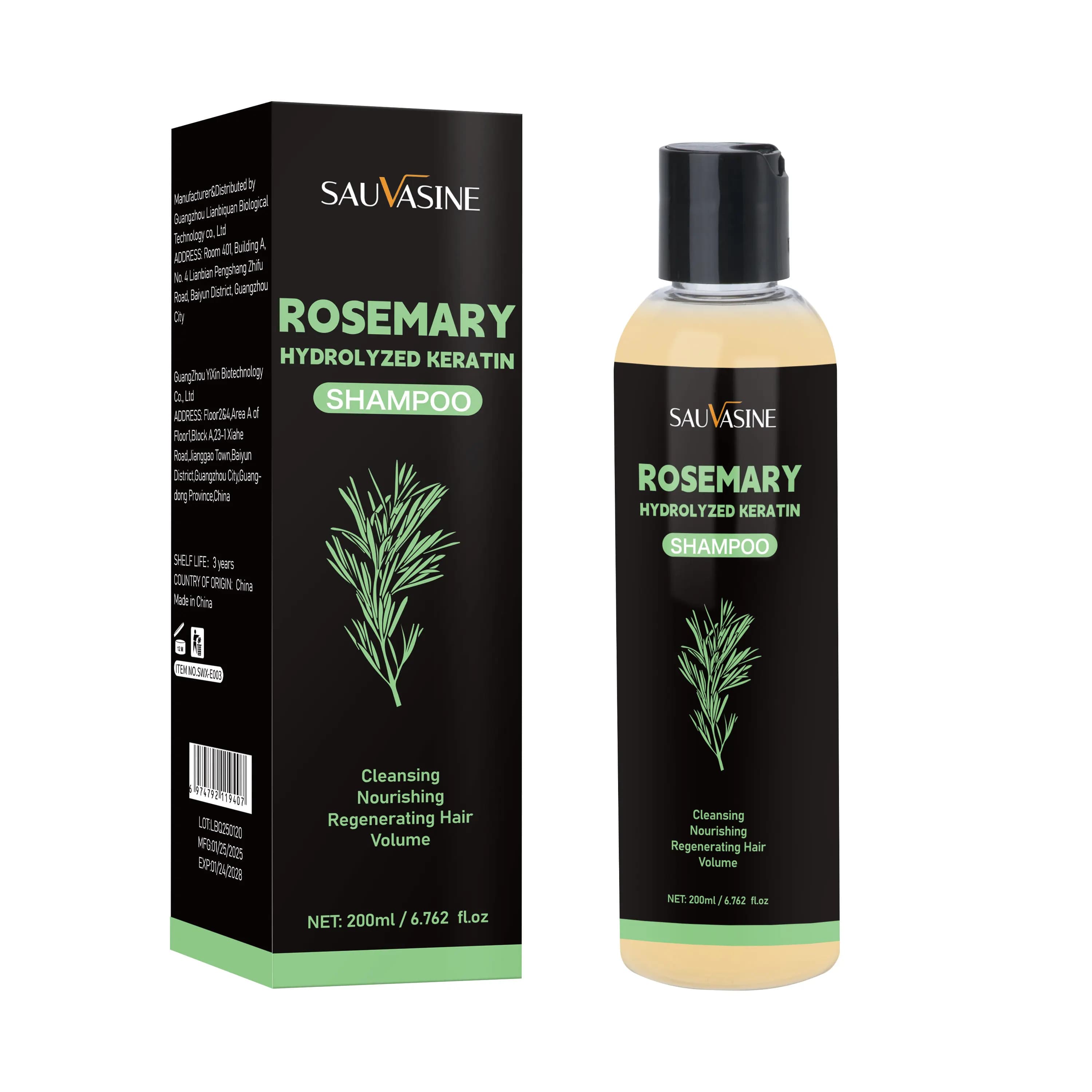 Shampoing au romarin biologique pour la croissance des cheveux, shampoing naturel épais et fortifian