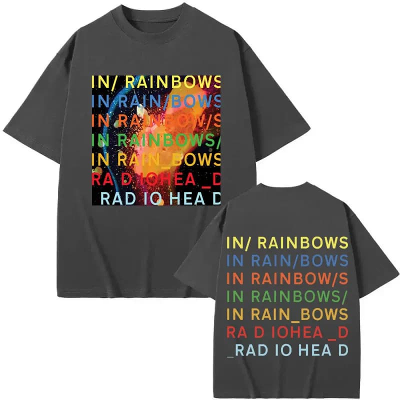 T-shirt Rock Band Radiohead in Rainbows Album Merch pour hommes et femmes, vêtements Y2k, T-shirts à