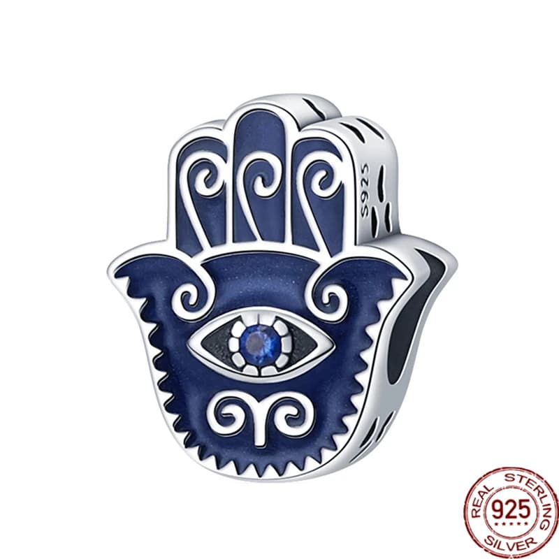 Breloques tendance en argent sterling 925, main de Dieu, œil du diable, perles pendentifs pour femme