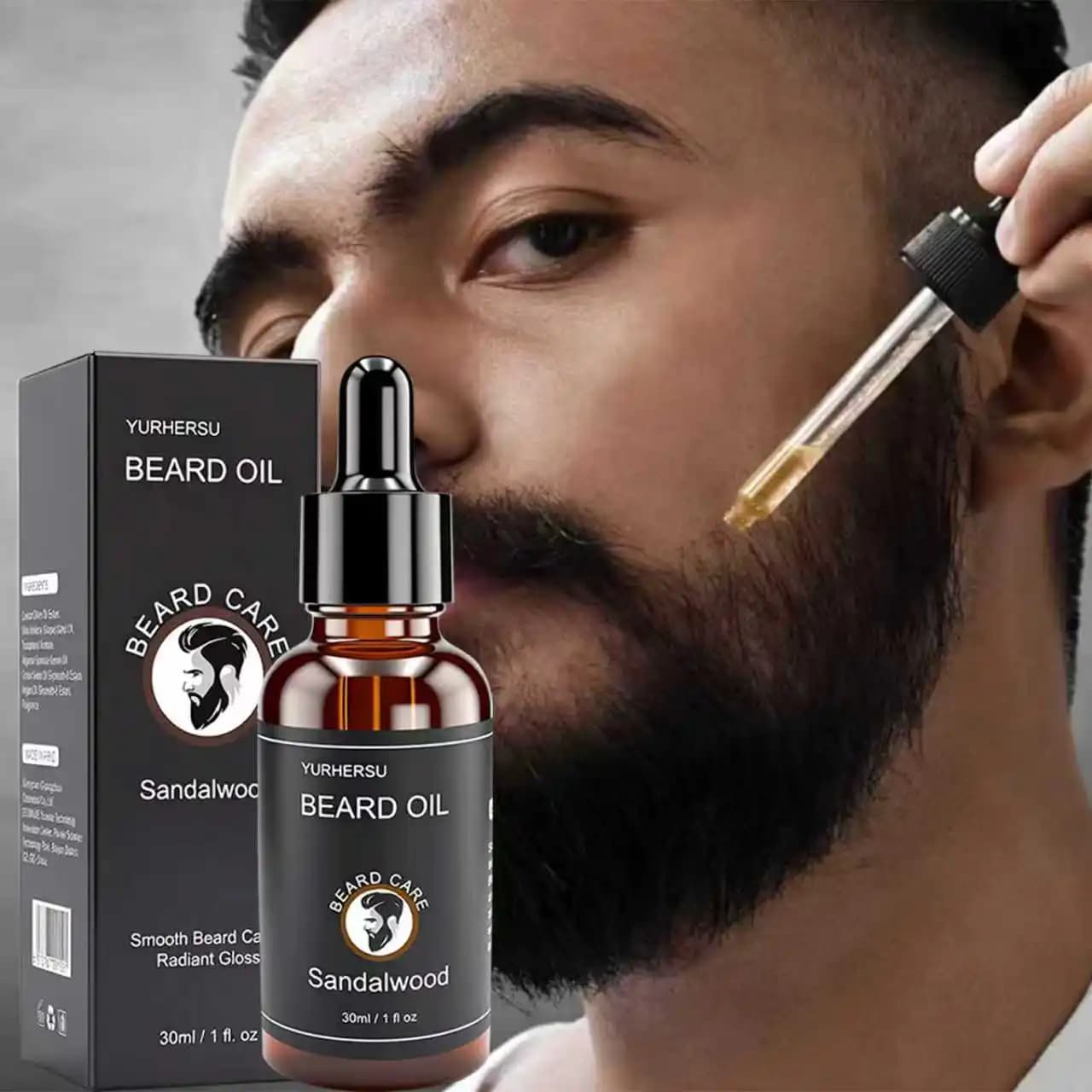 YURHERSU30ml nouvelle huile de croissance des poils du visage et de la barbe convient aux hommes d'h