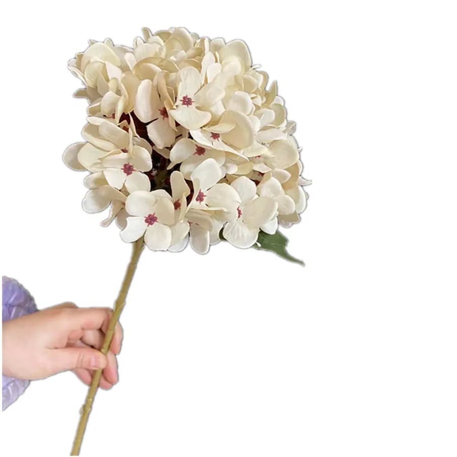 Une plante d'hortensia artificielle à tige unique, branche de fleur d'hydragène, peinture à l'huile 