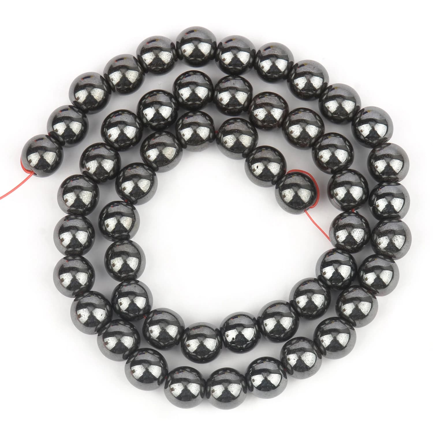Perles Rondes en Pierre Hématite pour Travaux Manuels, Accessoire en Argent et Or, Naturel, pour Fab