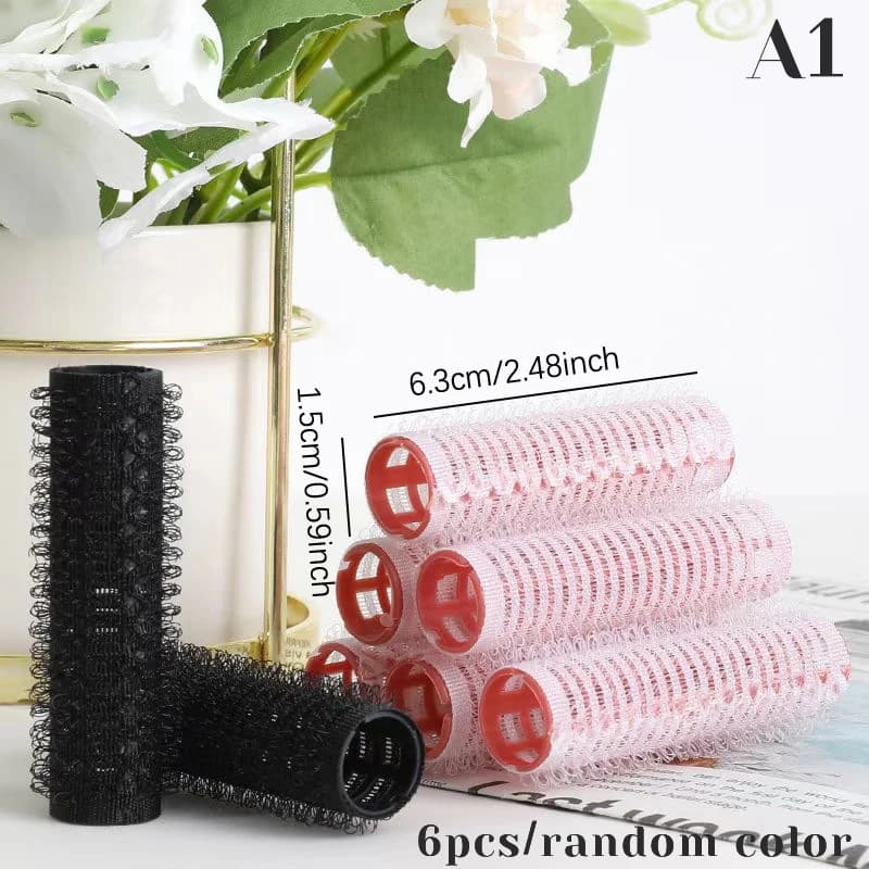 Ensemble de rouleaux à cheveux 6 pièces, auto-adhésifs, sans chaleur, différentes tailles, outil de 