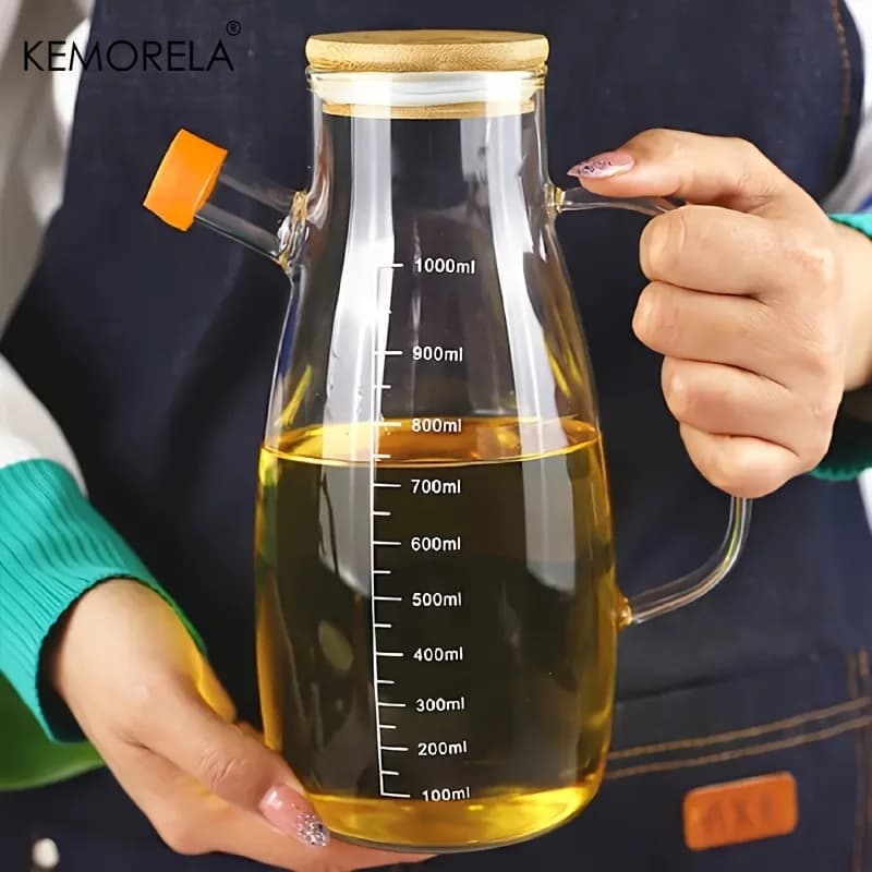KEMORELA 1PC bouteille d'huile d'olive en verre BPF bouteille anti-fuite cuisine en plein air barbec