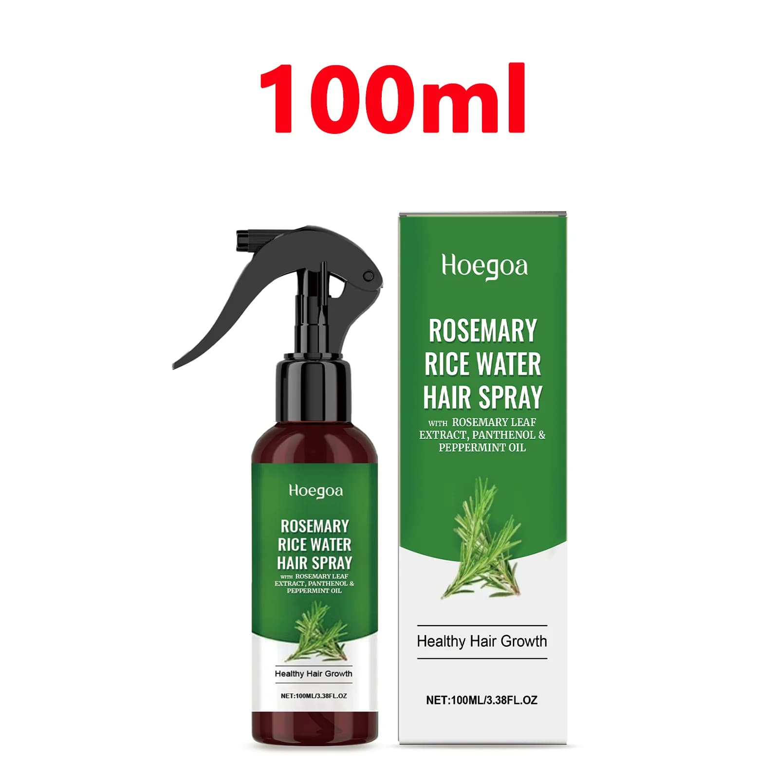 Spray capillaire à l'eau de riz et au romarin – Favorise la croissance saine des cheveux avec du rom