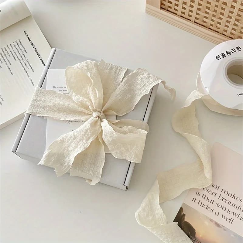 Ruban en tissu plissé bohème pour cadeaux et bouquets. Ruban texturé pour l'artisanat, les mariages,