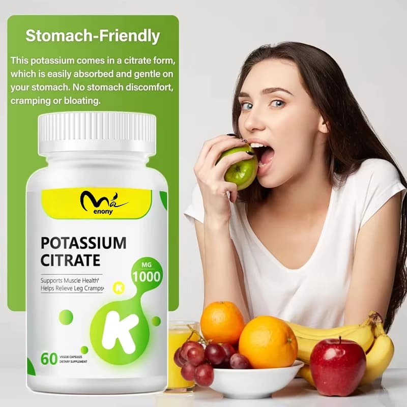 Potassium Citrate 1000mg, un supplément de potassium pour une santé globale, contenant des minéraux 