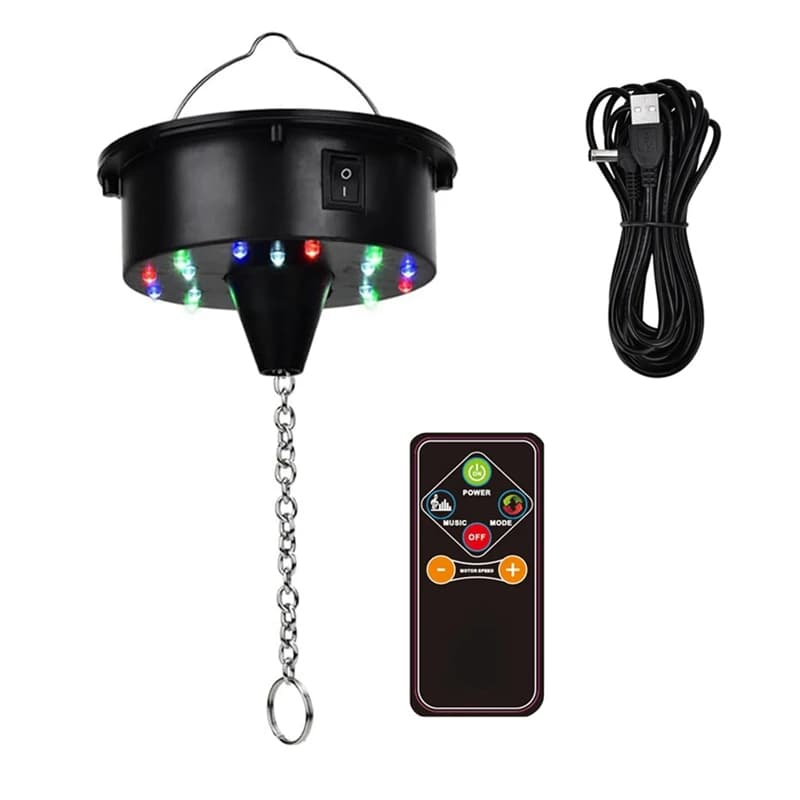Lumières rotatives de moteur de boule Disco avec télécommande, 18 LED pour rotateur de boule de miro