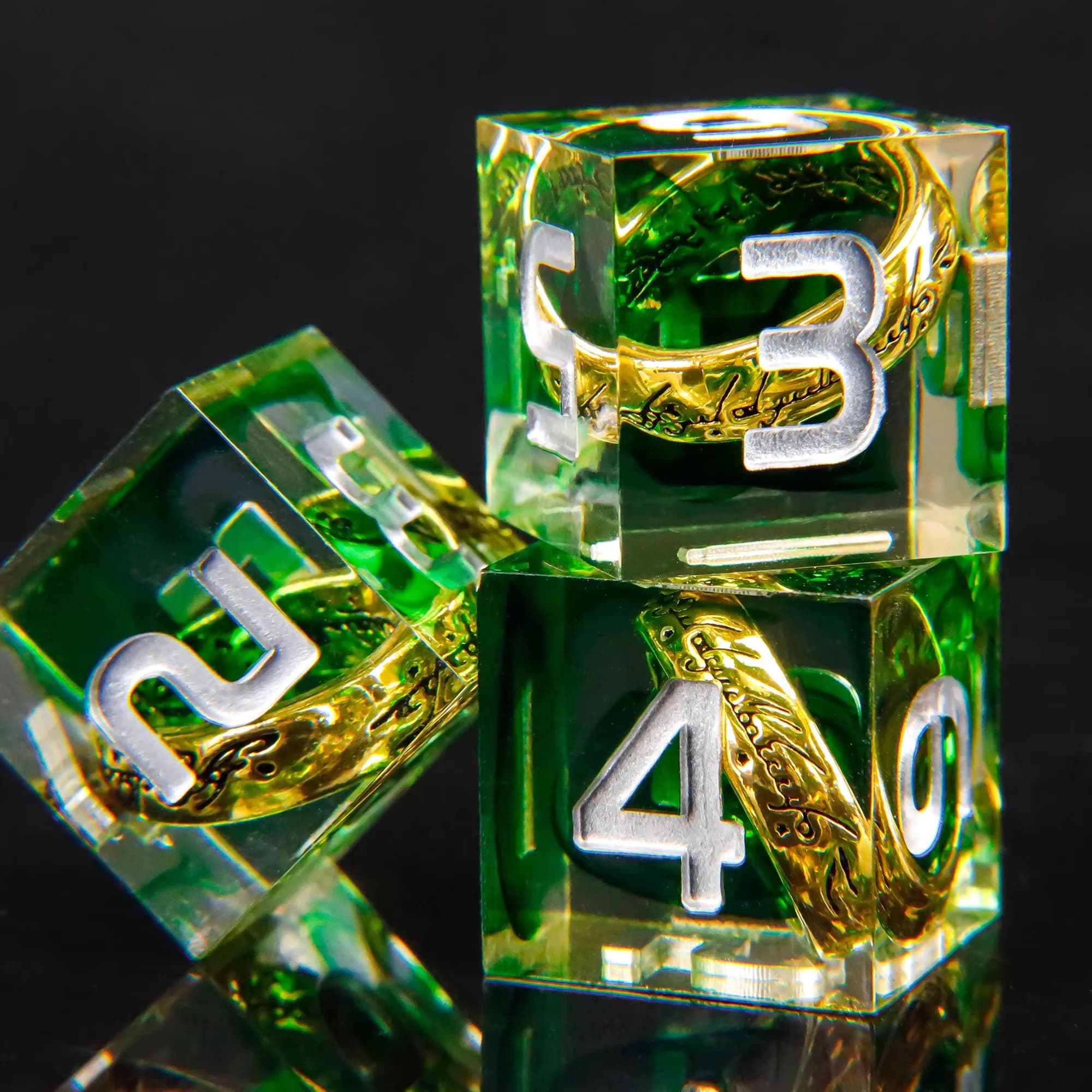 Dés de jeu Magic Lord Rings DND, 7 pièces en résine LOTR D&D pour jeux de rôle, dés à bords tranchan