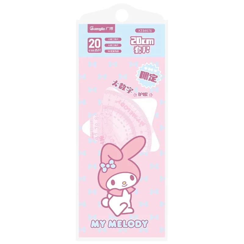 Sanrio véritable ensemble de règles dessin animé Kuromi ma mélodie cannelle pochacco fournitures sco