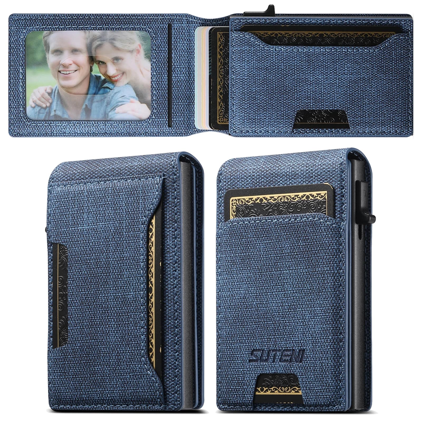 Porte-cartes en cuir PU de haute qualité, porte-cartes push-out, grande capacité, peut contenir 1-12