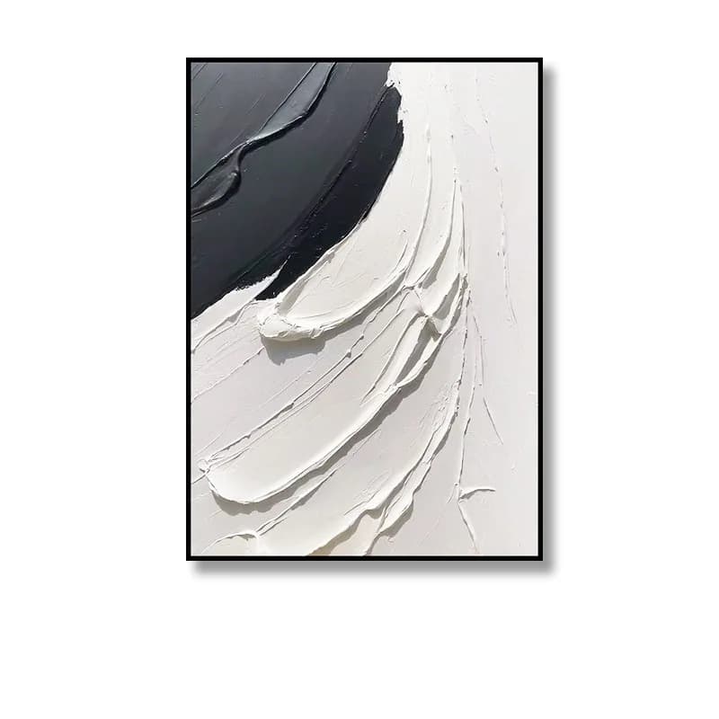 Peinture à l'huile peinte à la main, noir et blanc, entrée minimaliste moderne, grande peinture sur 