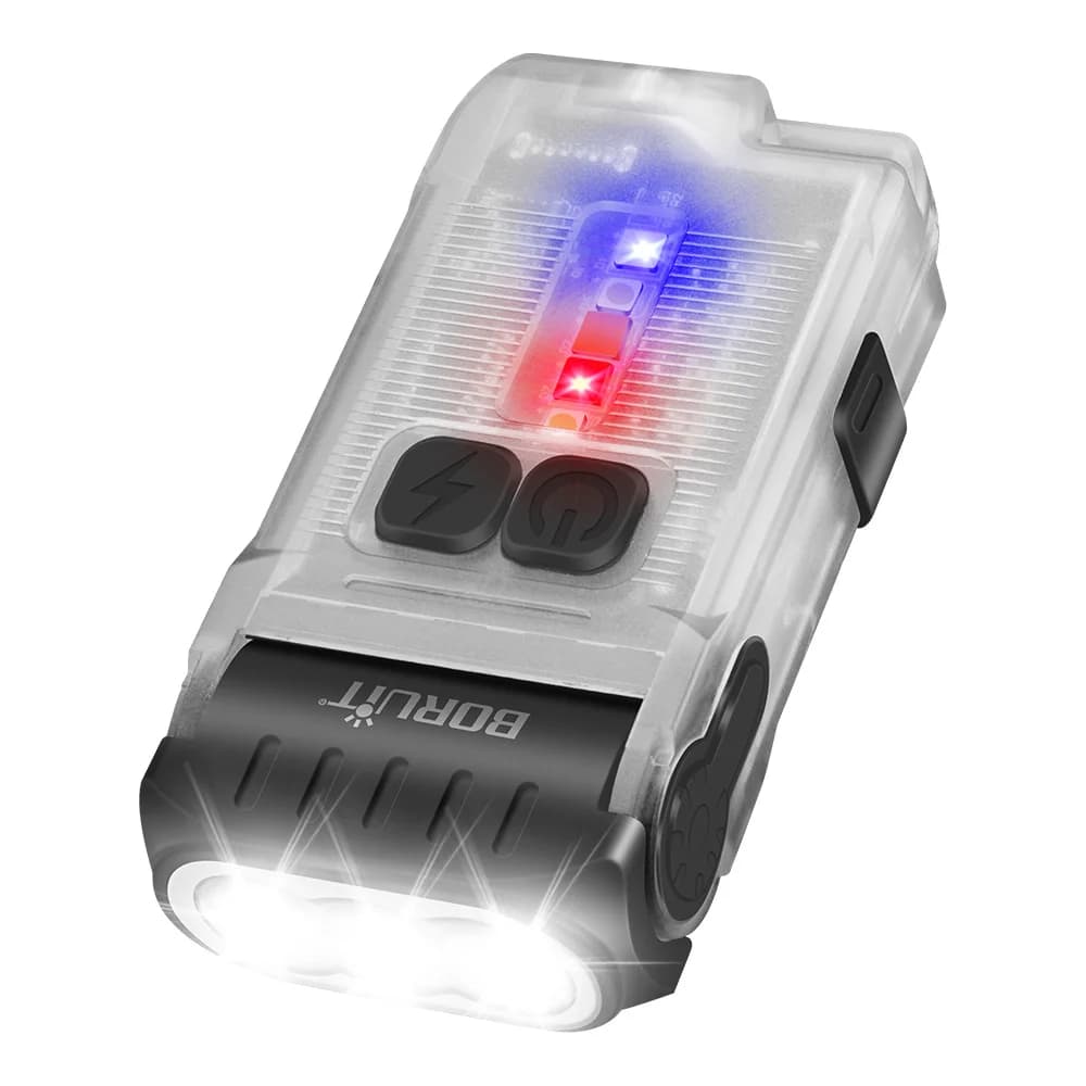 BORUiT V15 porte-clés LED EDC lampe de poche pince lumière de travail chaude type-c torche Rechargea
