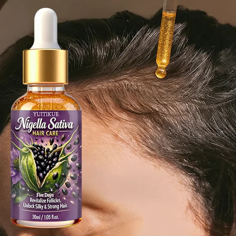 Huile capillaire YUITIKUE Nigella Sativa - Revitalise les follicules, nourrit le cuir chevelu pour d