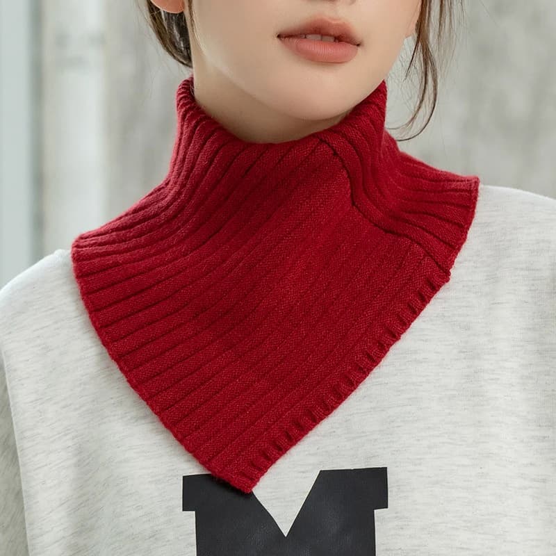 Mode plaine hiver chaud couverture tête cou garde col détachable rayé tricoté col roulé pour les fem