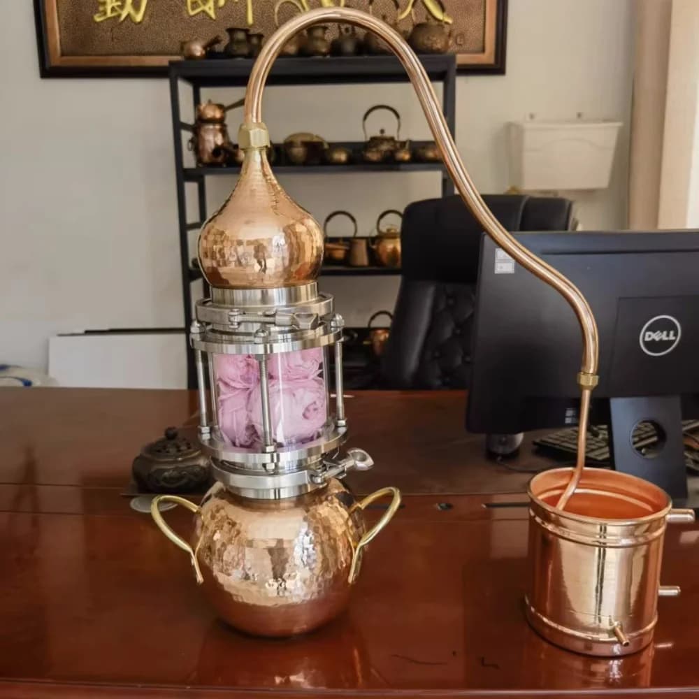 Distillateur en cuivre pur de 2 litres, petit équipement de Distillation Antique domestique, liqueur