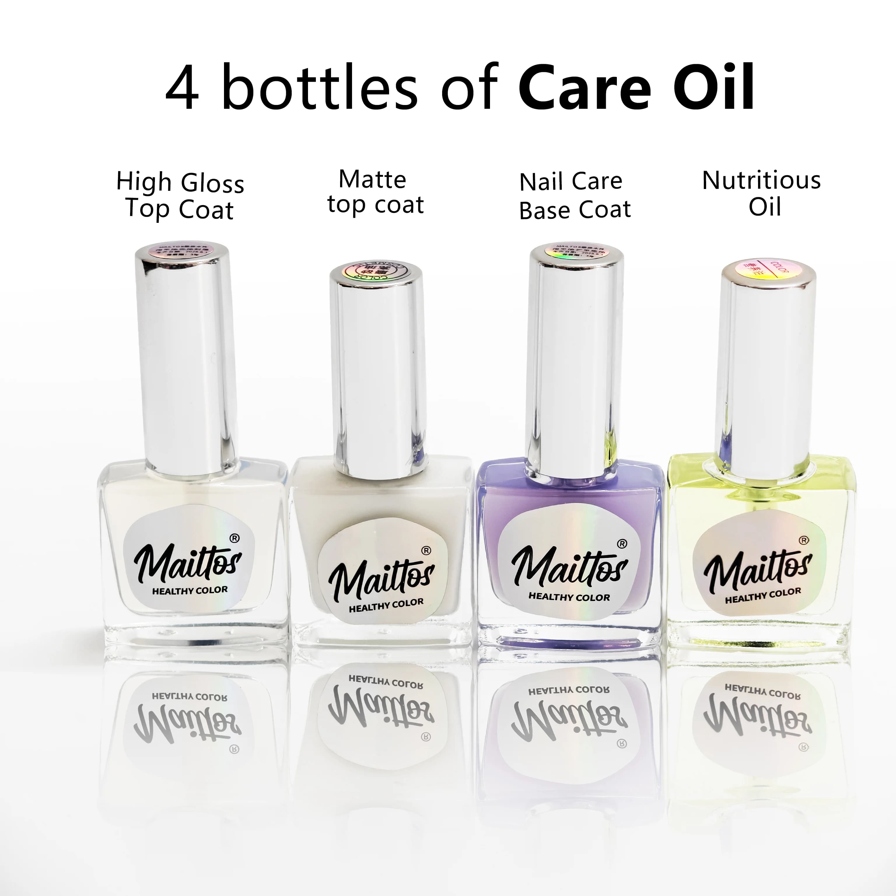 Huile de soin des ongles à base d'eau 12 ml x 4 [Huile nutritive/Base coat/Top coat mat/Top coat bri