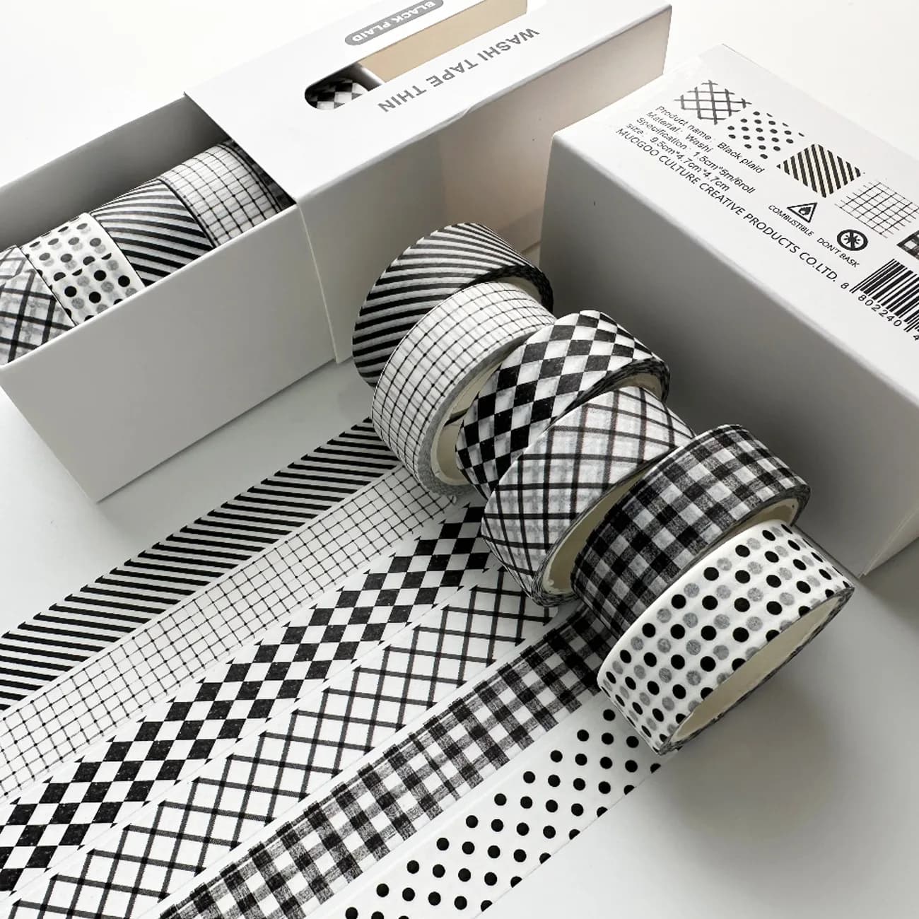 6 rouleaux/boîte Ruban adhésif washi à carreaux rétro pour carnet DIY, ruban de masquage, matériel d