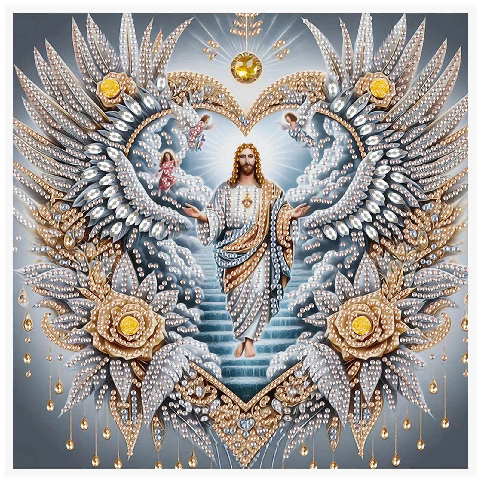 Kit d'art diamant de forme spéciale dieu et amour, bricolage pour débutant et adulte, Kits de peintu