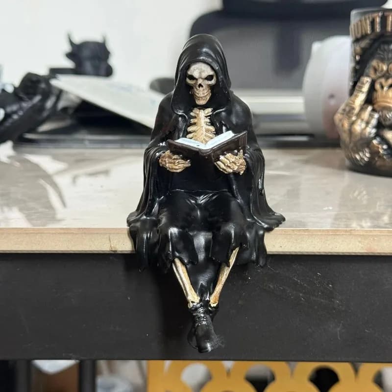Statue de démon gothique pour étagère à livres, figurine de diable en résine noire, décoration d'Hal