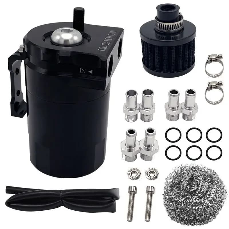 Réservoir de reniflard de réservoir d'huile + Kit de filtre vernis, 300 ml aluminium noir universel 
