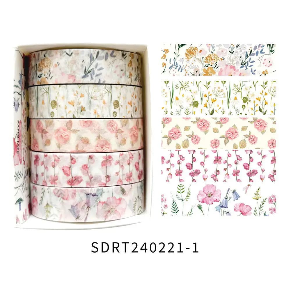 5 rouleaux Vintage printemps Floral Washi ruban Scrapbooking bricolage Journal décoratif papeterie r