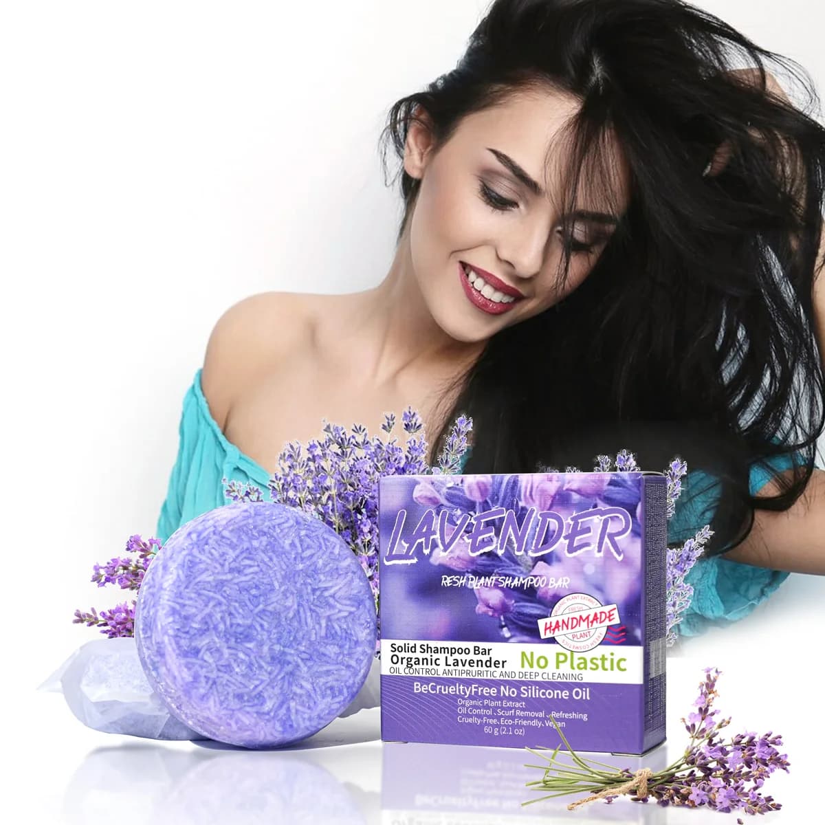 Shampoing aux huiles essentielles de lavande provençale, savon de soin capillaire fait à la main, sh
