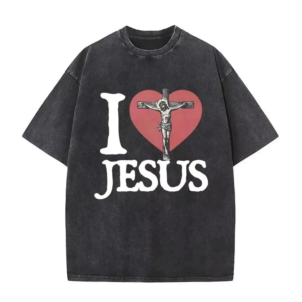 T-shirt chrétien pour hommes Faith Over Fear, en coton lavé, vintage, avec impression de versets des