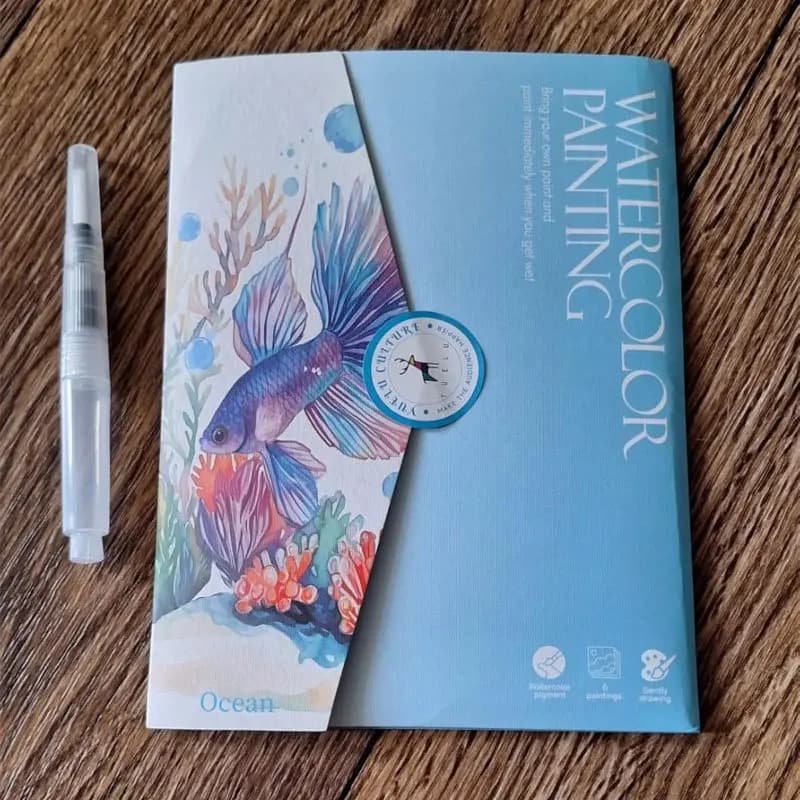Ensemble de cahiers d'exercices d'aquarelle pour débutants, avec pinceau, fournitures artistiques et