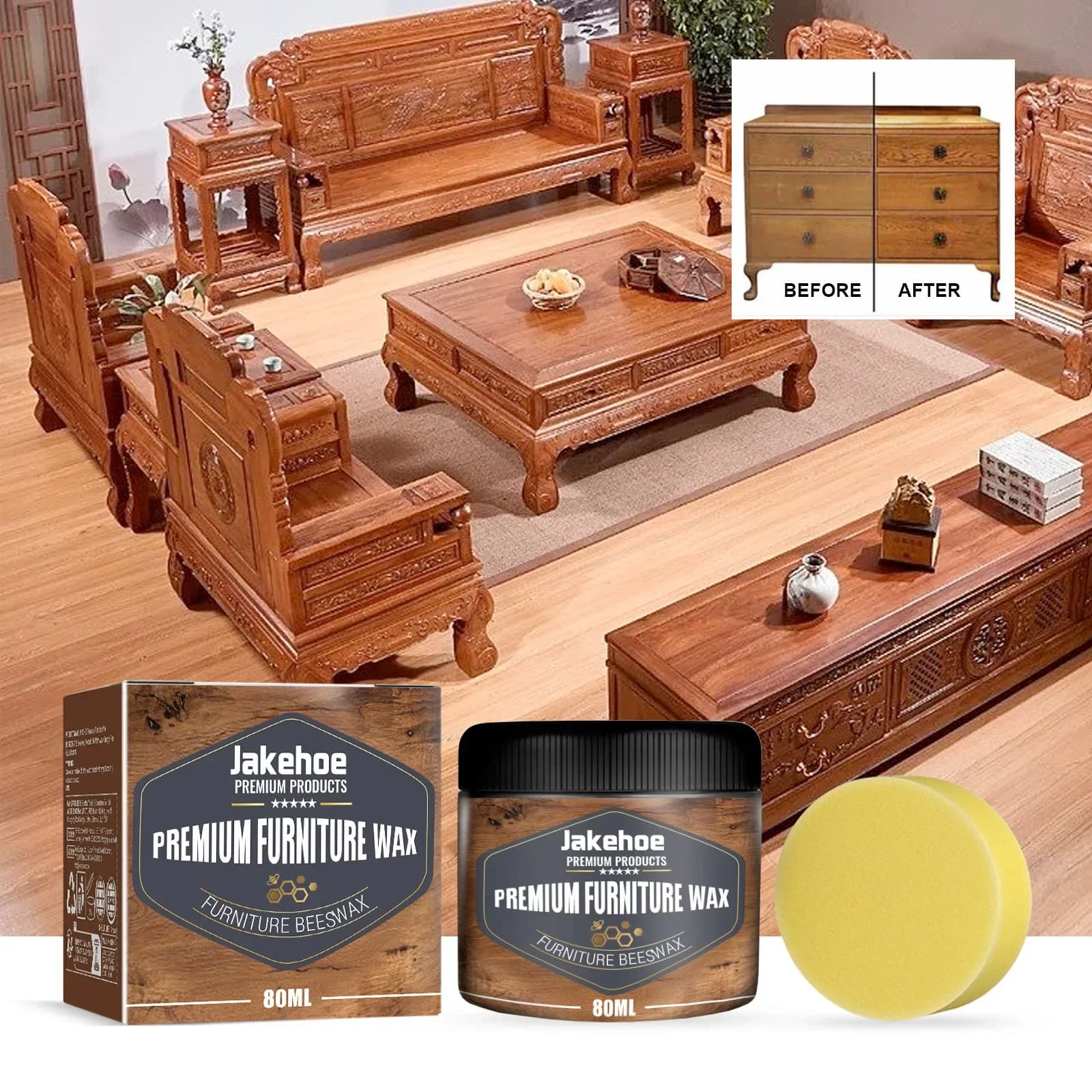 Cire d'abeille pour le soin des meubles et des sols, cire naturelle avec huile d'avocat pour réparer