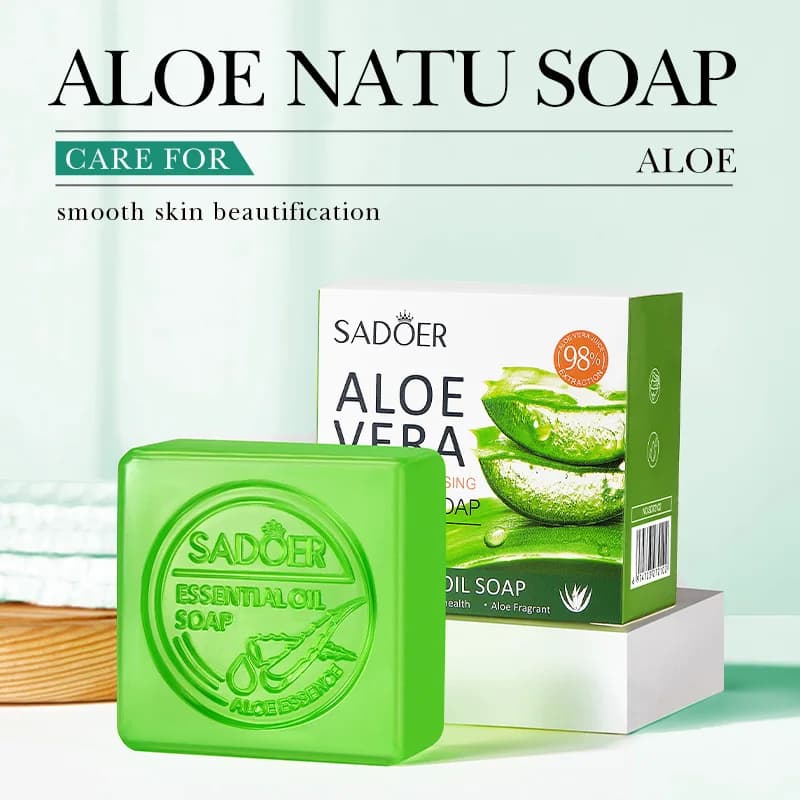 Savon naturel nettoyant lisse à l'aloe Vera, huile essentielle lisse faite à la main, 100g