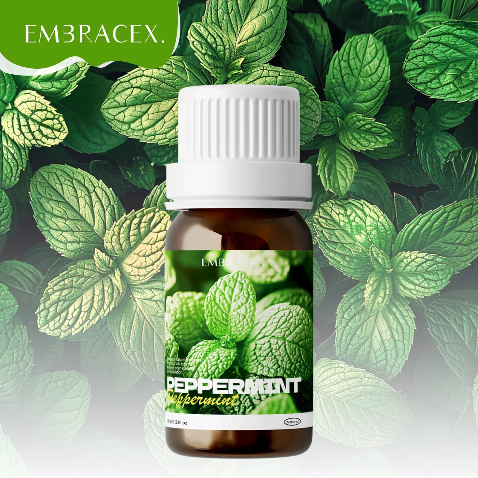 Huile essentielle de menthe poivrée 10 ml pour massage, bain, soins de la peau, des cheveux et des o