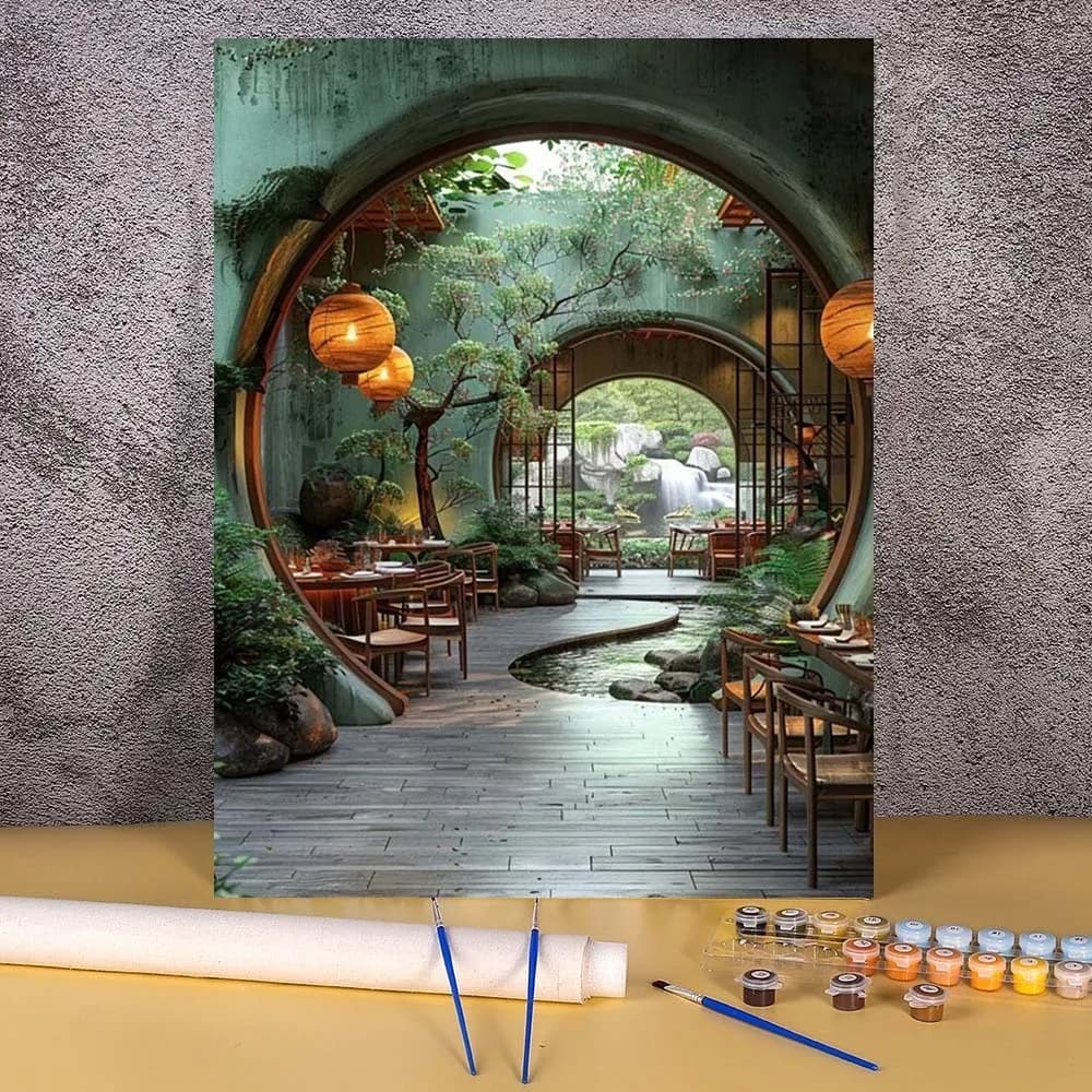 Peinture par numéros pour adultes, paysage de village montagneux, peinture à l'huile, vous pouvez ég