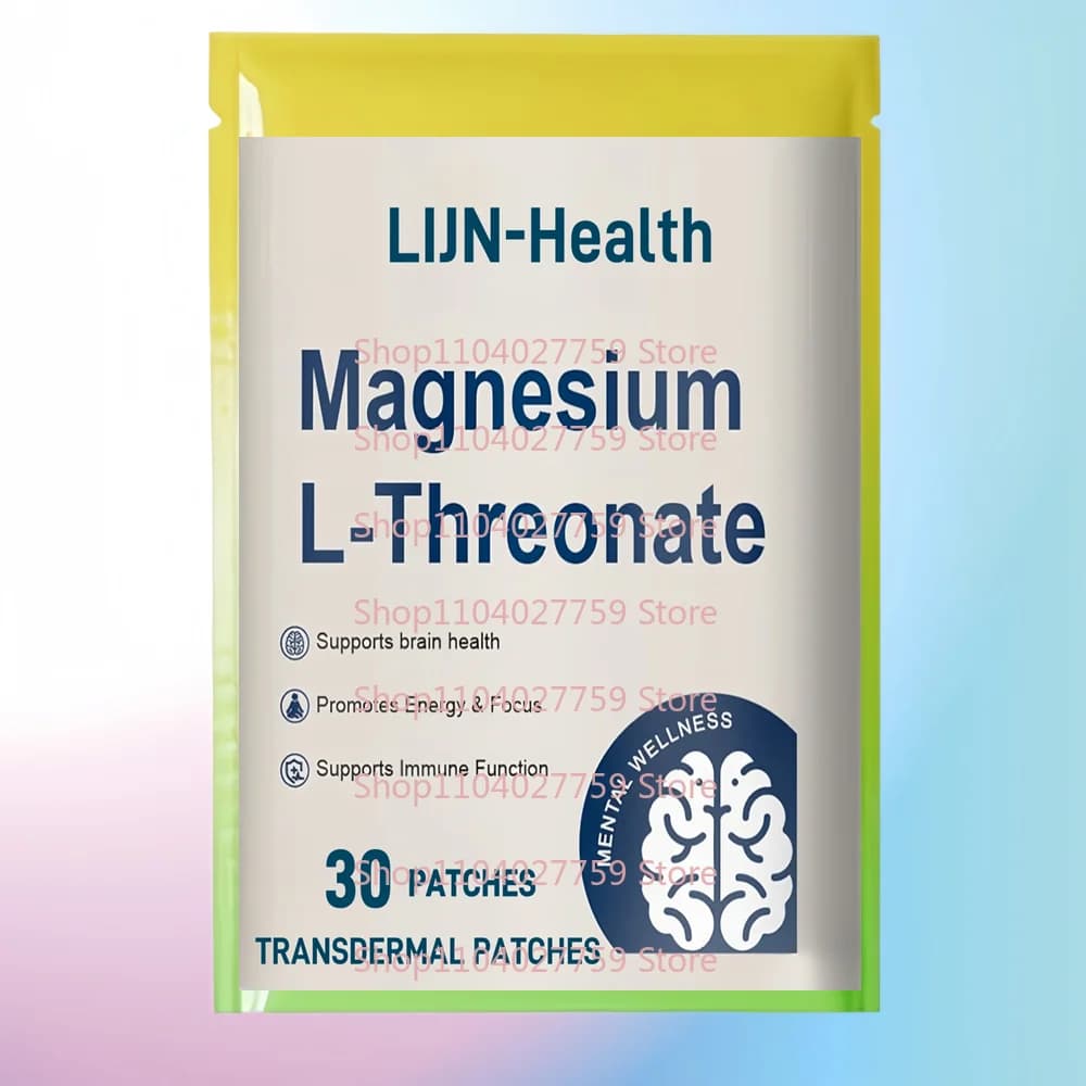 30 Patchs Transdermiques de L-Thréonate de Magnésium avec Vitamine C et Vitamine D3 pour Soutenir la