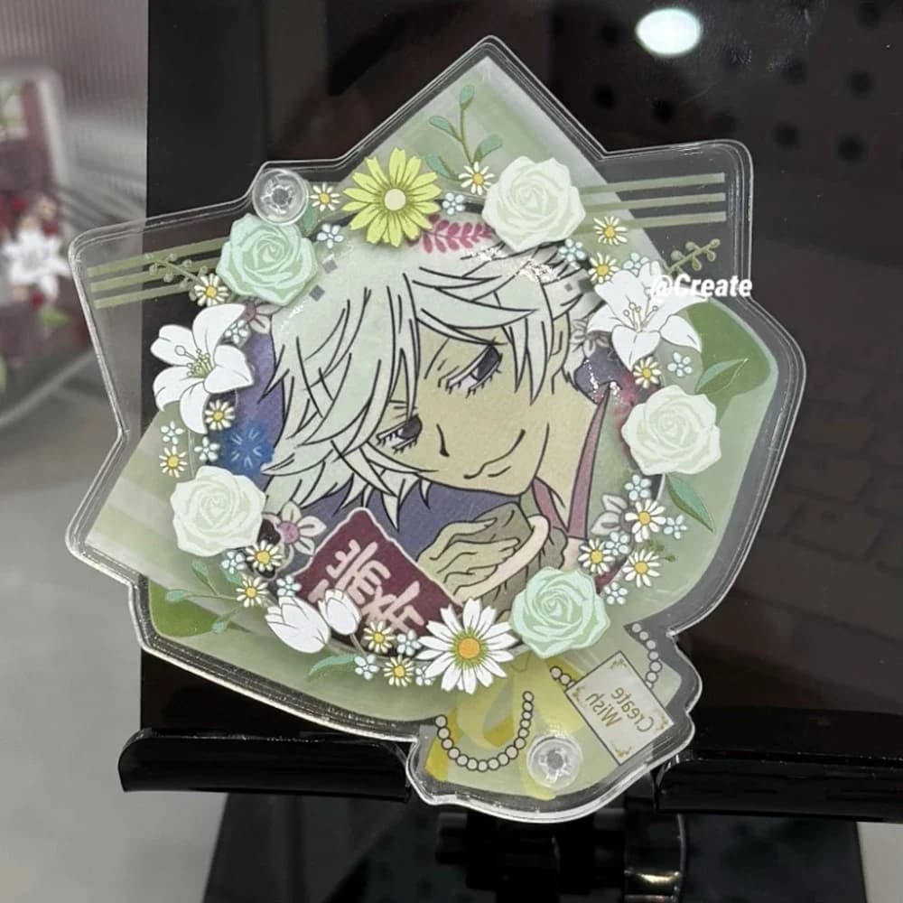 Boîte de rangement de beauté Bouquet éternel, cadre de carte en acrylique de 58mm, Badge en brique d