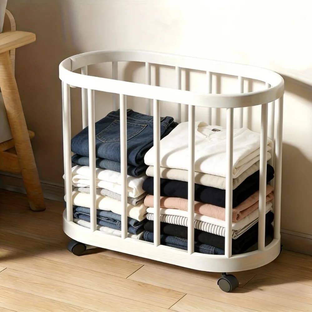 Panier à linge avec roulettes, panier à linge roulant, imperméable, grande capacité, chariot de rang