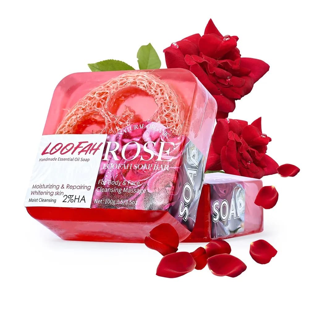 Savon aux huiles essentielles de Rose luffa, savon pour femmes au parfum Floral, savon fait main pou
